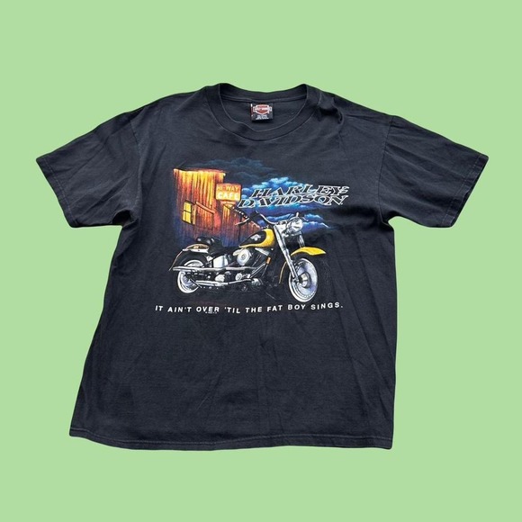 VINTAGE 1996 GRUNGE HARLEY DAVIDSON MOTORCYCLE BLACK SHIRT SIZE LARGE - Picture 1 of 6